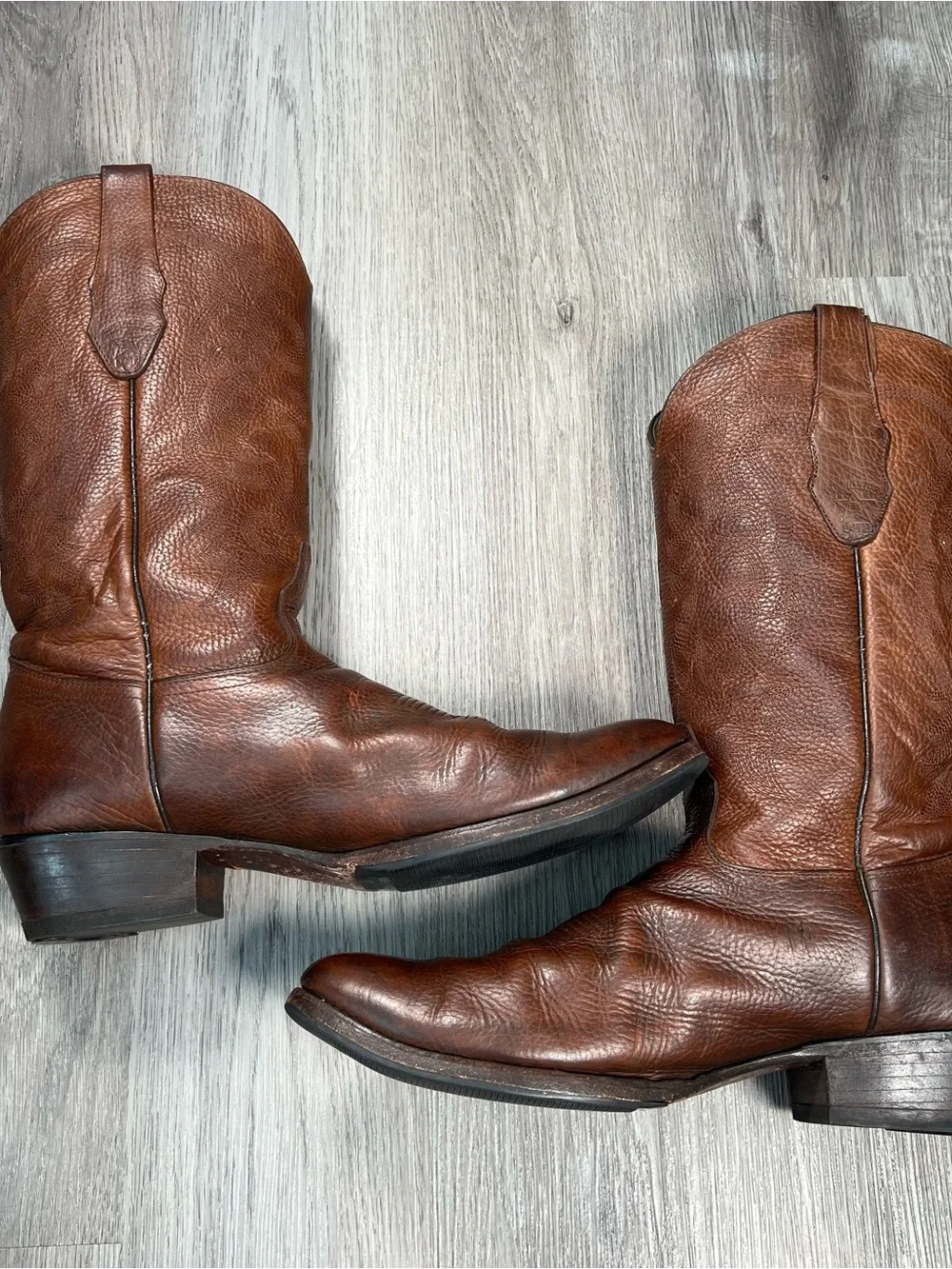 Los Altos Brown Grisly Leather Western Cowboy Boots Mens 13 D Round Toe 652707